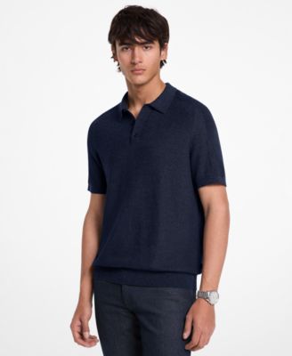 Men's Short-Sleeve Textured Mouline Polo Shirt
