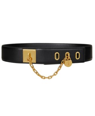 Women's Leather Chain Padlock Wide Belt