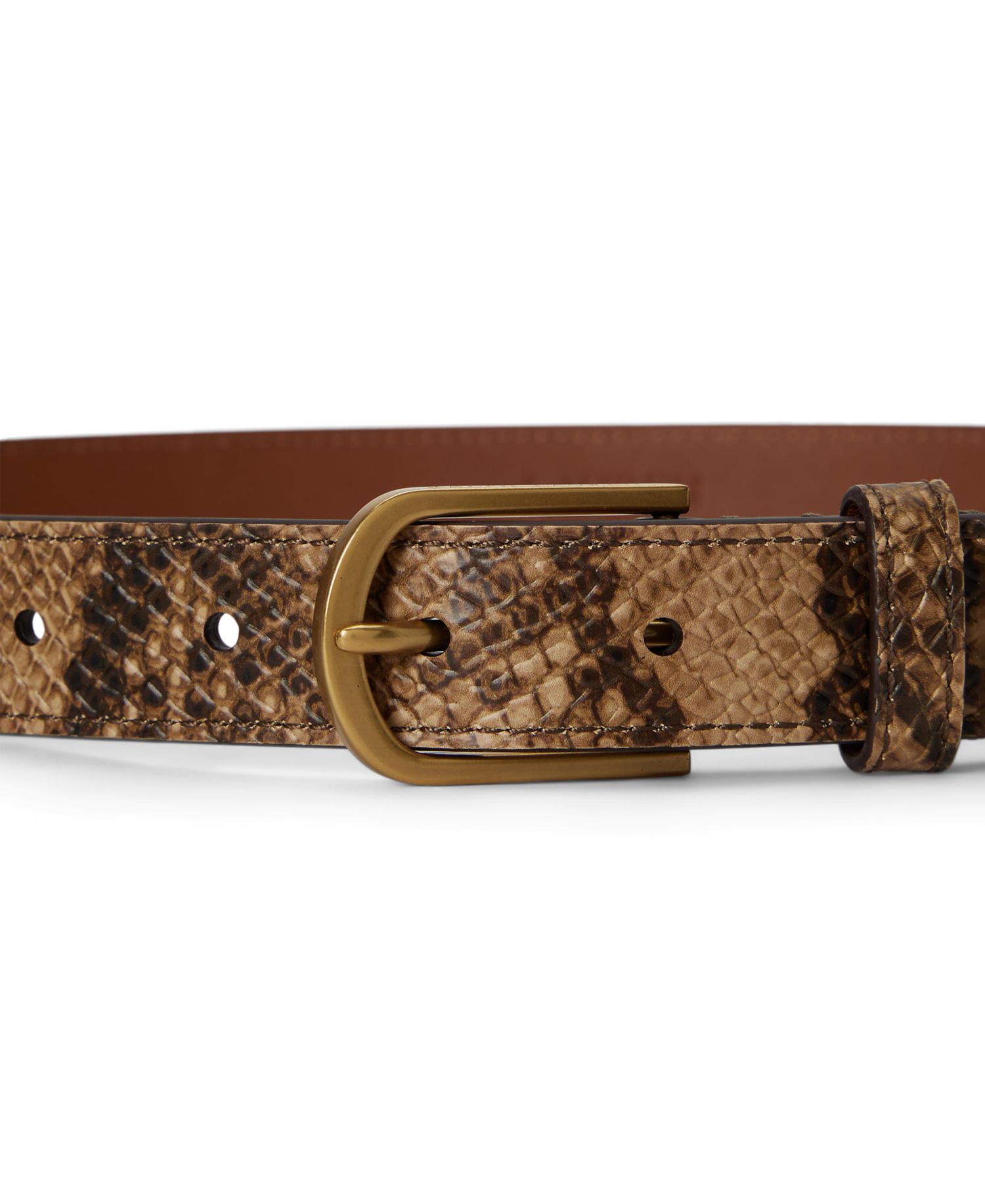 Python-Embossed Leather Belt