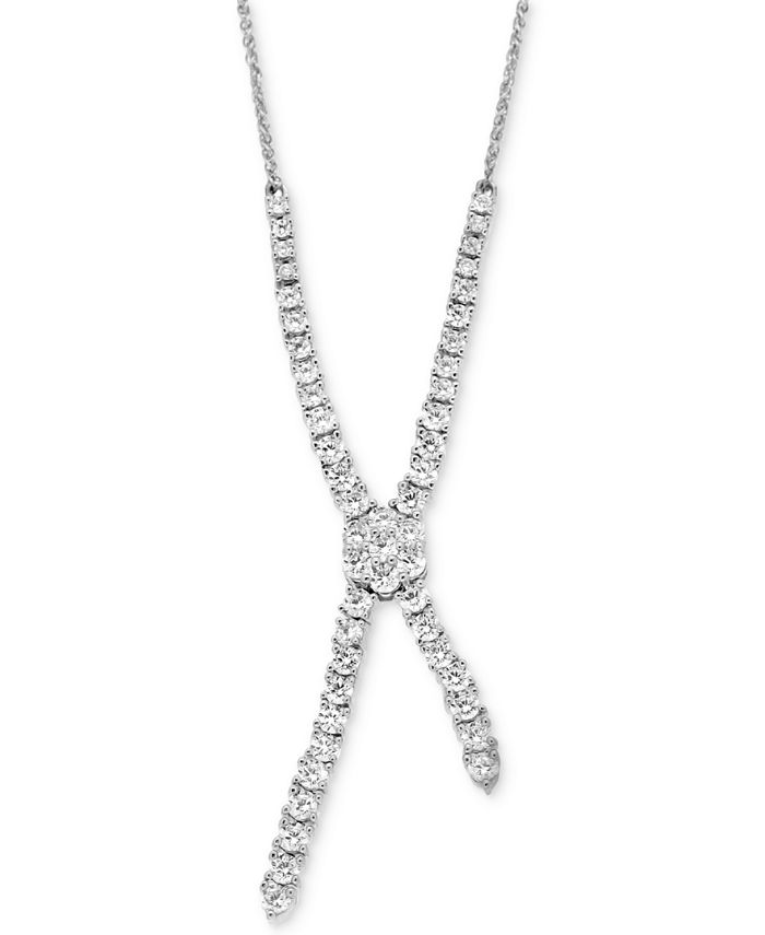 Macy's Diamond Lariat Necklace (1-1/2 ct. t.w.) in 14k White Gold ...