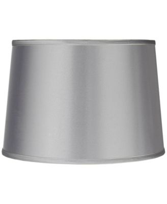 Sydnee Satin Light Gray Medium Drum Lamp Shade 14" Top x 16" Bottom x 11" Slant x 11" High (Spider) Replacement with Harp and Finial