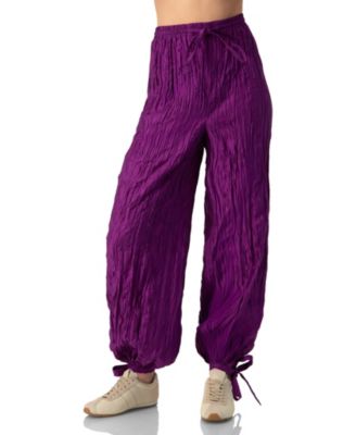 Women's Pleated Pants with Ankle Ties