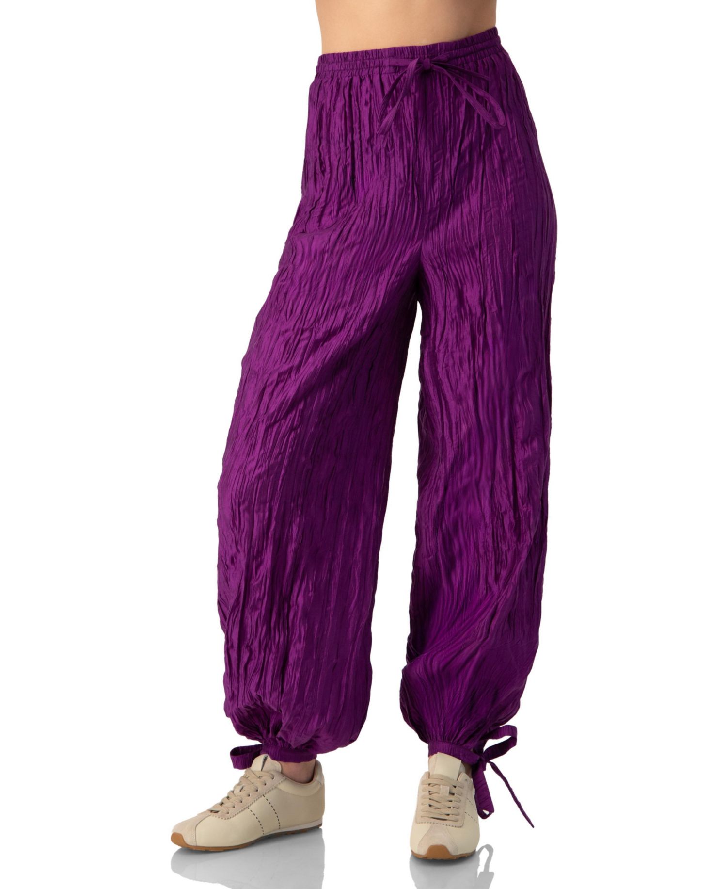 Women's Pleated Pants with Ankle Ties