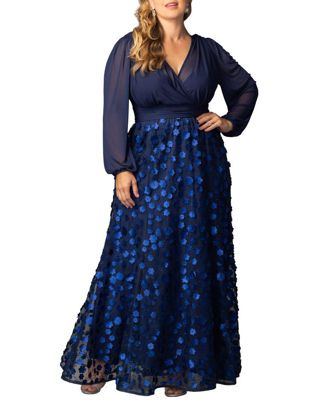 Plus Size Blossoming Beauty Mesh Evening Gown