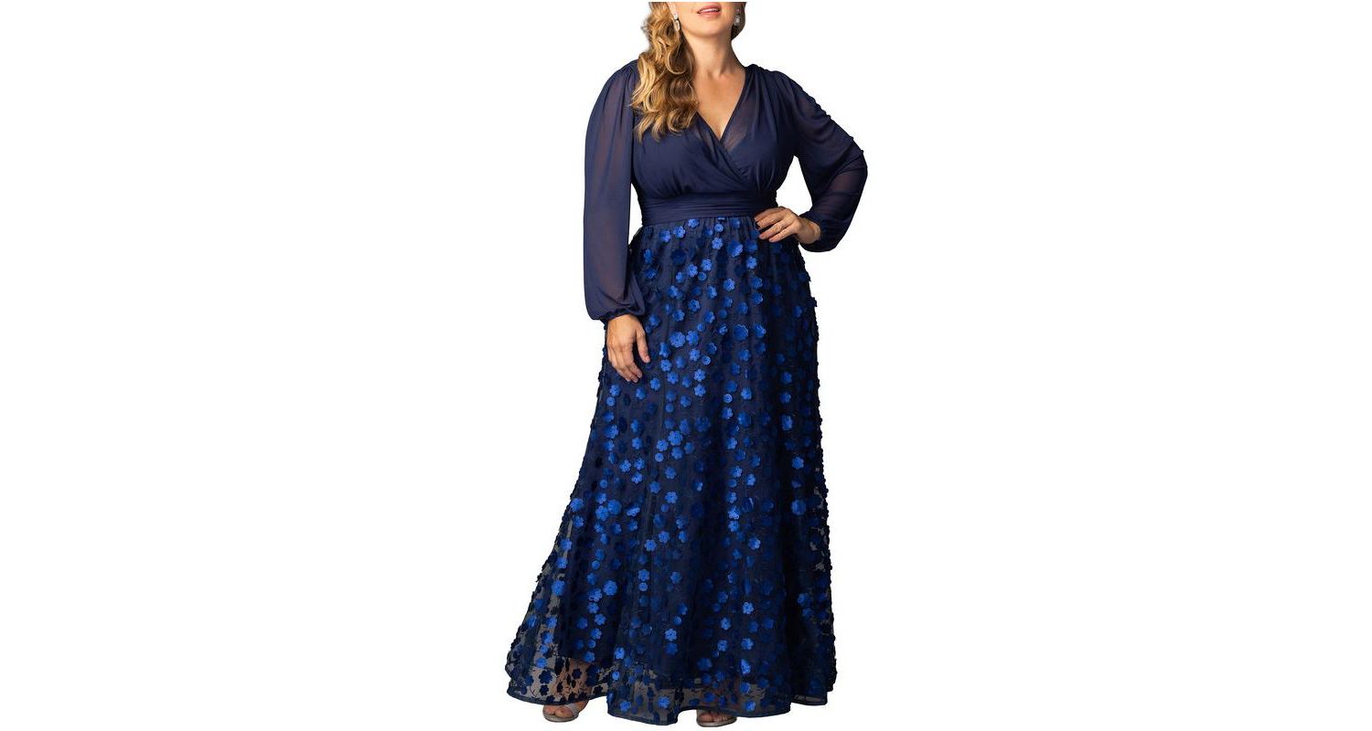 Plus Size Blossoming Beauty Mesh Evening Gown