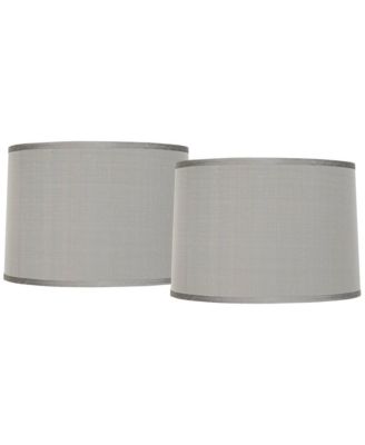 Set of 2 Drum Lamp Shades Medium Spider with Replacement Harp and Finial Fitting