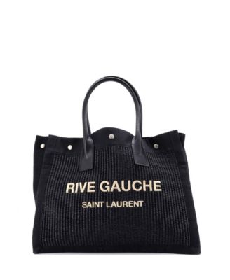 Small Rive Gauche Shopper Tote Raffia with Canvas