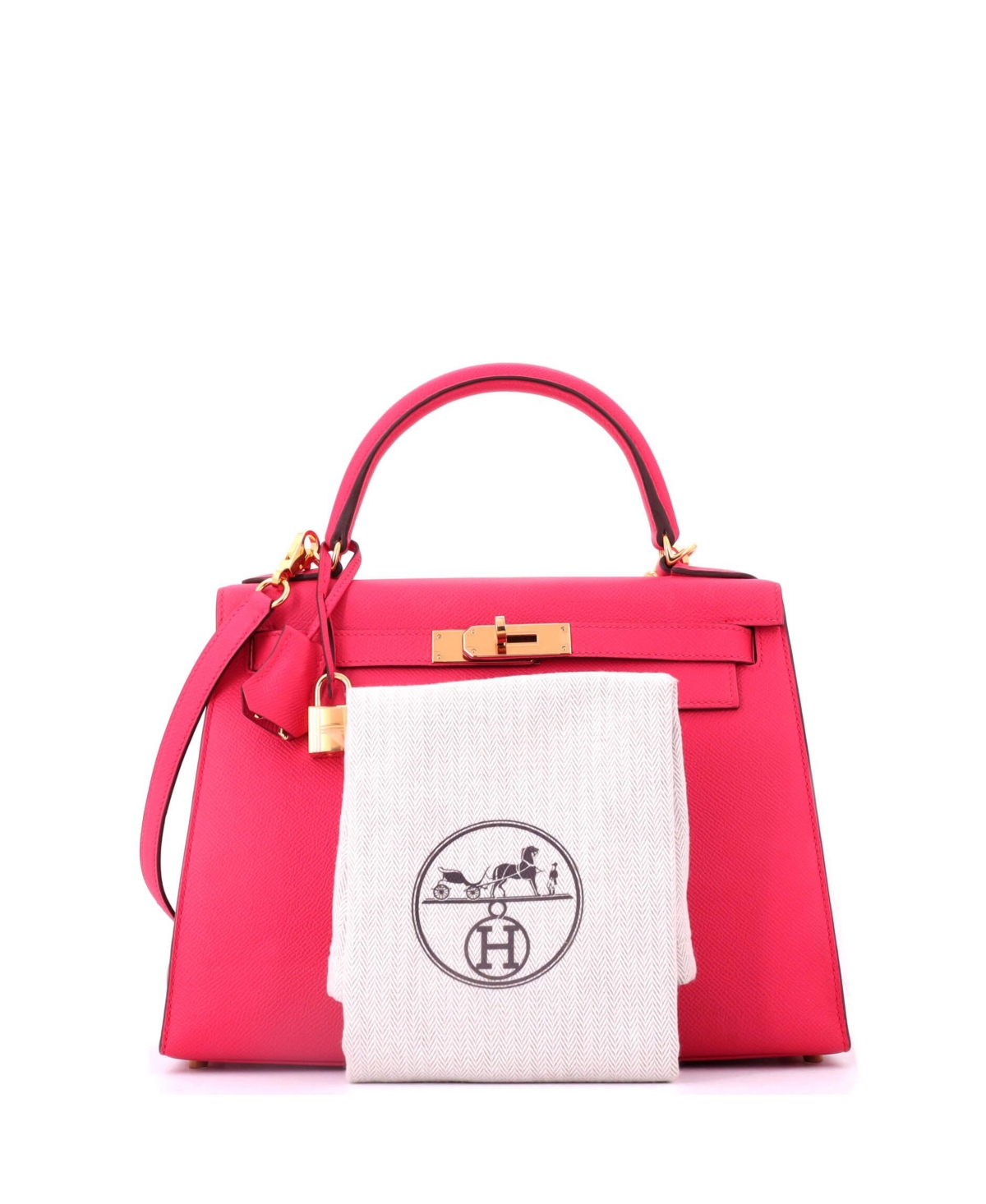 Pre-Owned HERMES Kelly 28 Handbag Pink Epsom with Gold Hardware