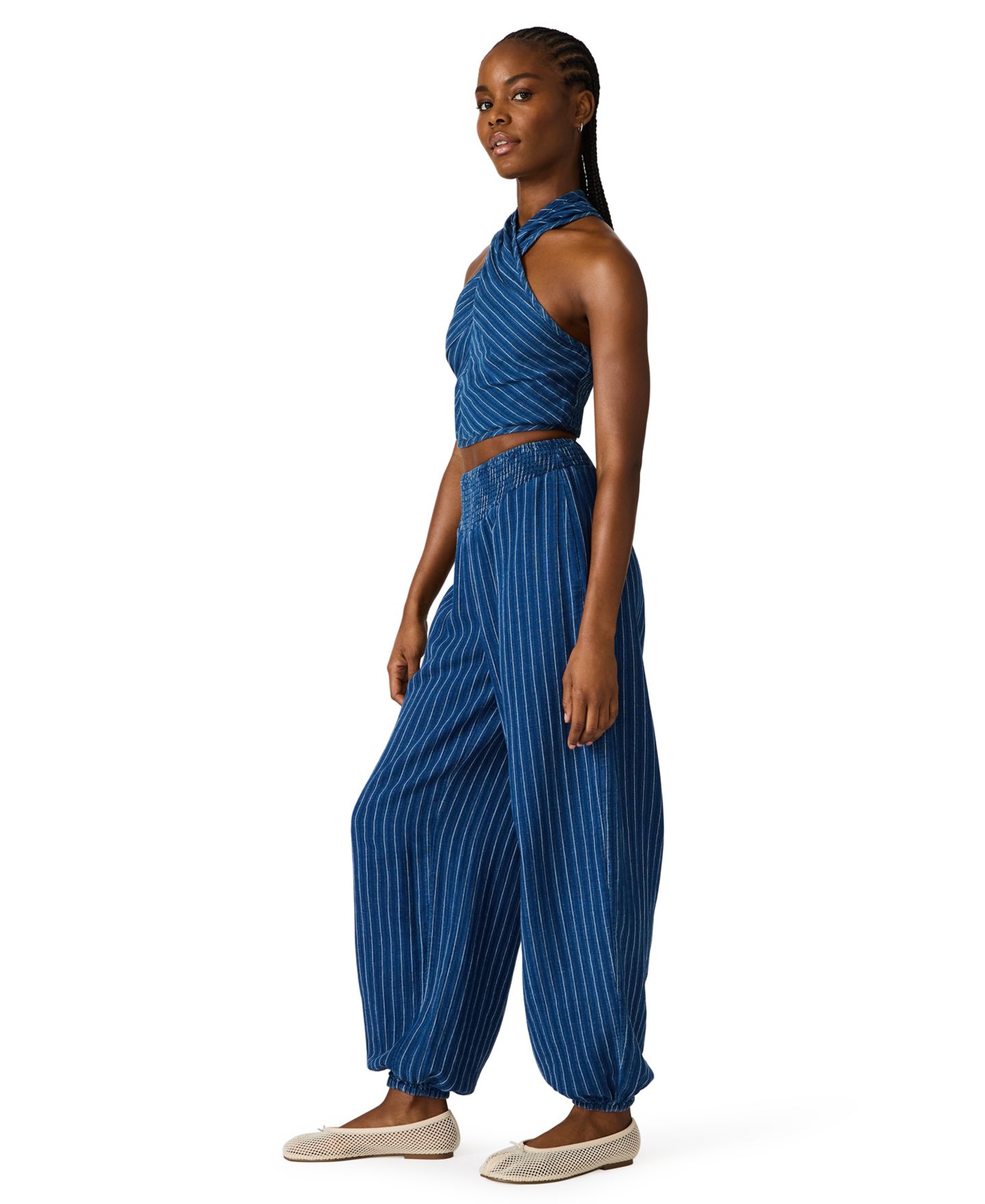 Женские брюки Steve Madden Mid-Rise Pull-On Balloon, цвет: Индиго — фото 3