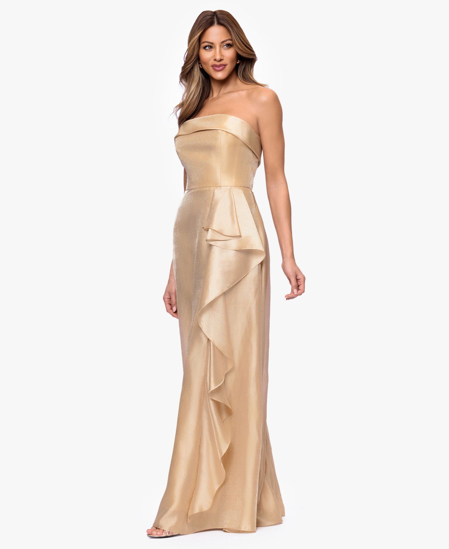 Petite Sleeveless A-Line Strapless Gown