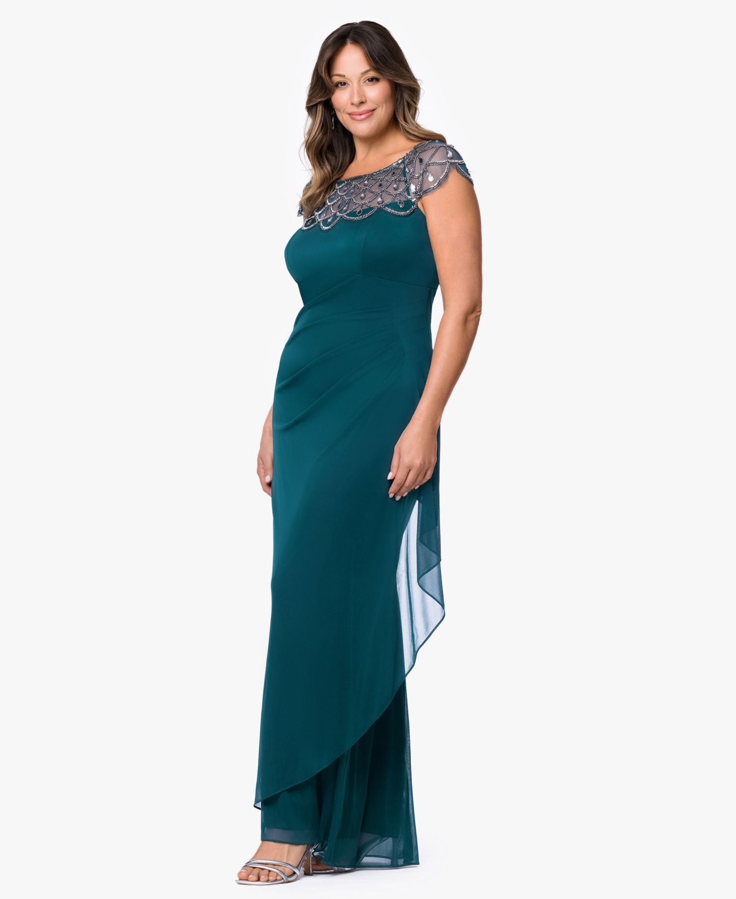 Petite Boat-Neck Long Sheath Dress