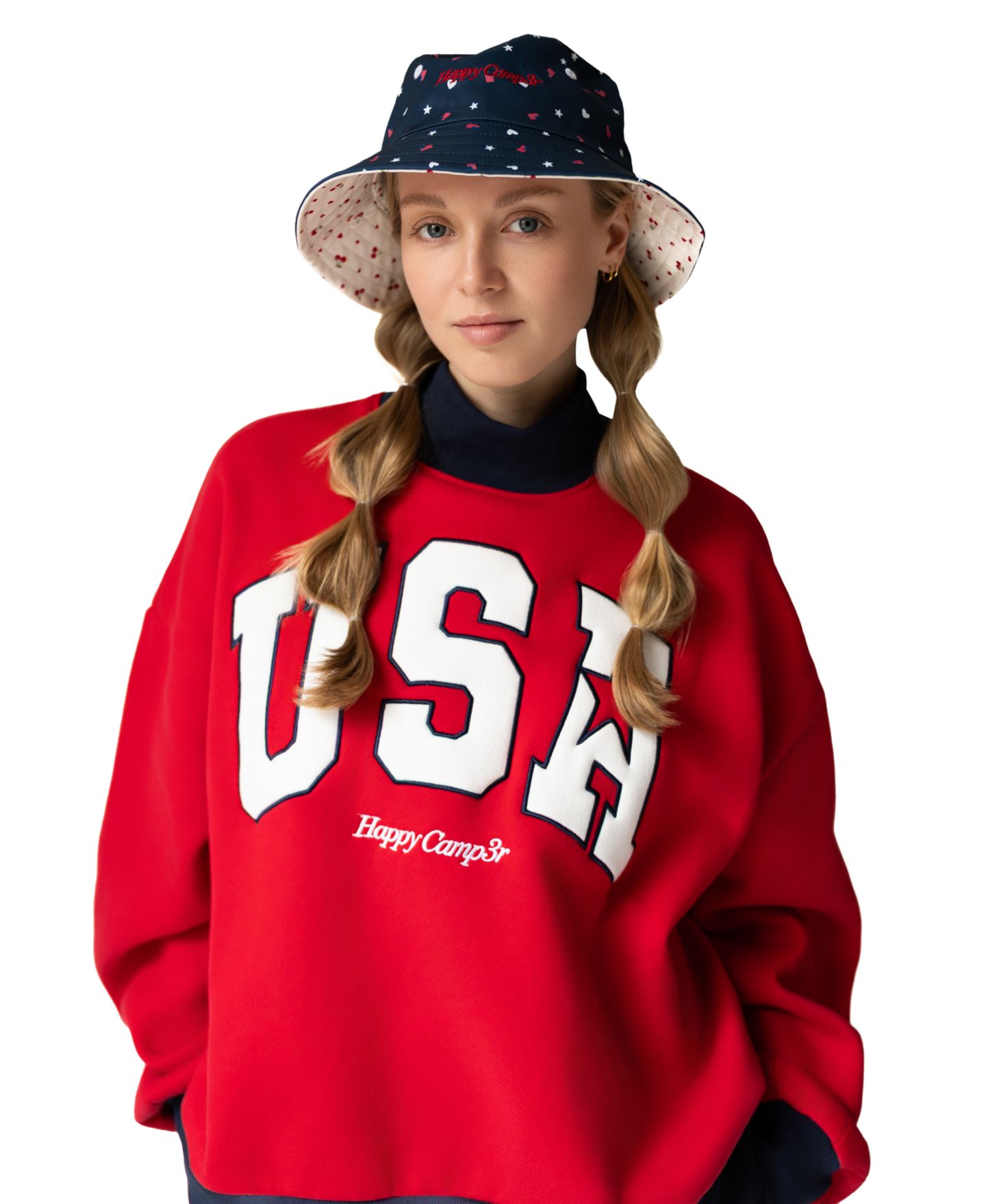 Женский свитшот The Happy Camp3r USA Mock Neck, цвет: Красный — фото 2