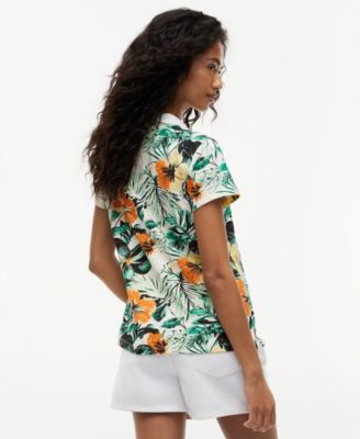 Women's Printed Short-Sleeve Polo Top
