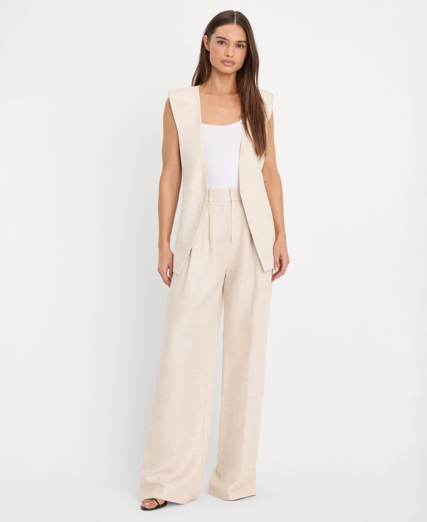Women's Linen Sleeveless Belted Vest