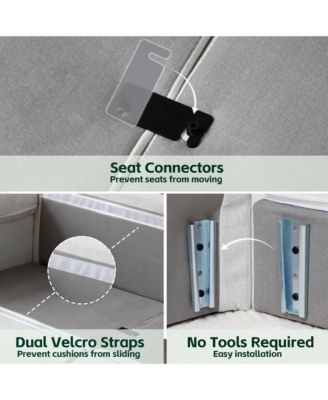 L-Shaped Sectional Sofa with Ottoman - Chenille 3- Seater Couch with Removable Washable Covers and Solid Wood Frame for Living Room