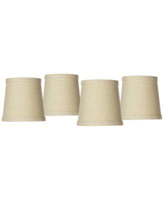 Set of 4 Hardback Drum Lamp Shades Nallad Herbal Small 4" Top x 5" Bottom x 5" High Candelabra Clip-On Fitting