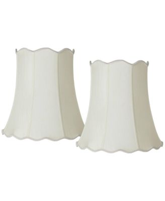 Imperial Shade Set of 2 Scallop Bell Lamp Shades Cream White Large 12" Top x 18" Bottom x 17.5" High Spider Harp Finial Fitting