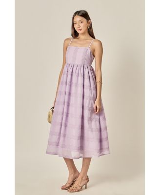 Women's Embroidered Chiffon Sleeveless Midi Dress