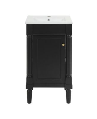 18 Inch French Style Small Bathroom Vanity with Ceramic Sink Adjustable Shelf Soft Close Hinges Storage Cabinet