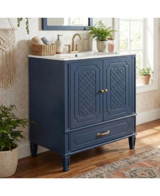 30 Inch Bathroom Vanity with Sink Vintage Style Multi Functional Storage Space Door Shelf Soft Closing Door