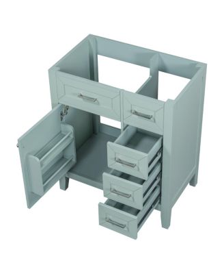 30 Inch Modern Bathroom Vanity Base without Sink, Solid Wood Cabinet with Drawers and Door Shelf, Freestanding Storage.