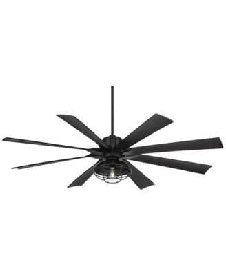 Possini Euro Design - 70" Defender Modern Industrial Indoor Outdoor Ceiling Fan LED Light Remote Black