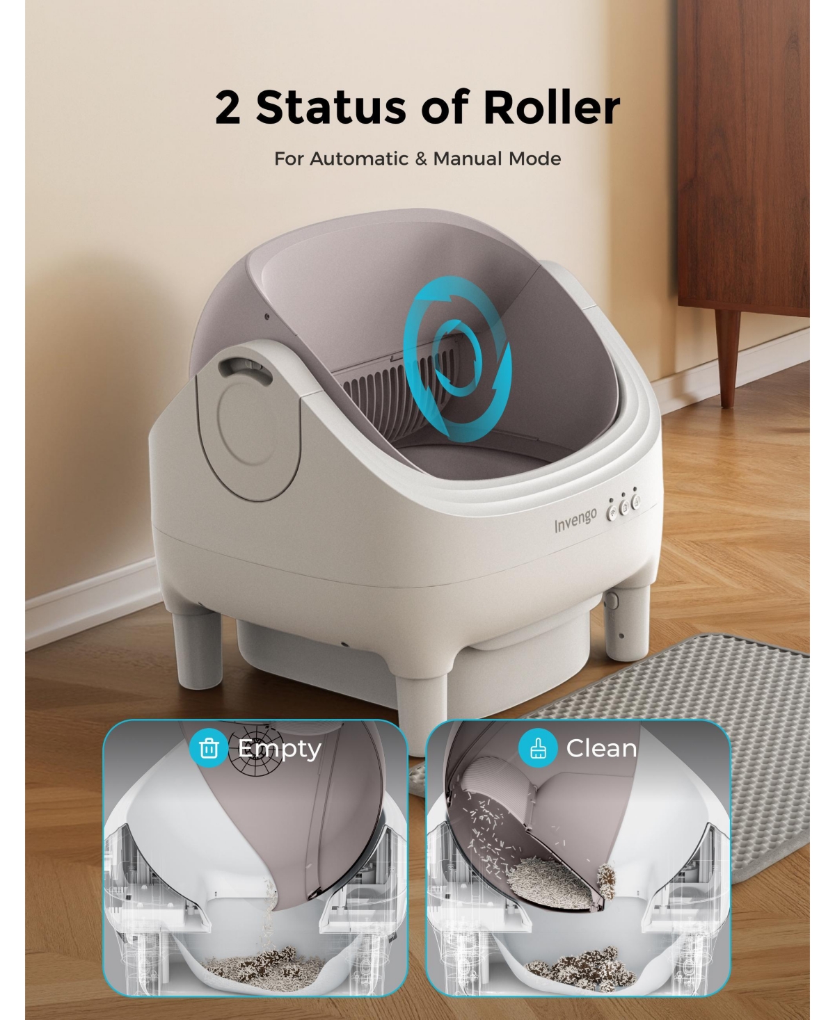 Ltmate Automatic Cat Litter Box, App Control, Ultra-Quiet, 2 Rolls of Garbage Bags