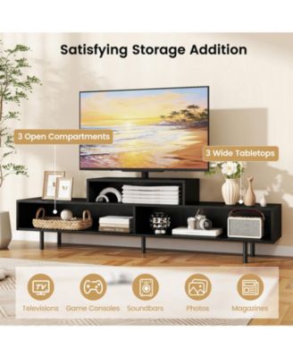 Contemporary Three-Cubby TV Stand with Raised Base