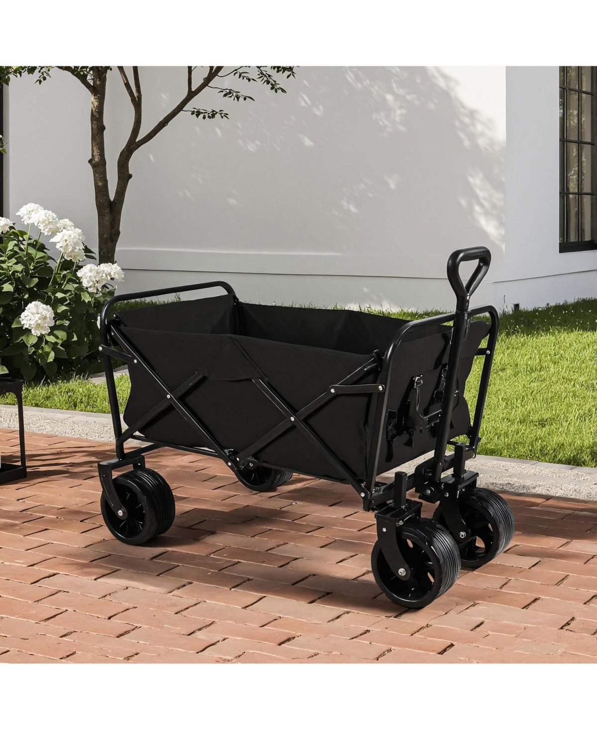 Clihome 100L Collapsible Folding Beach Wagon Cart with 220Lbs Large Capacity