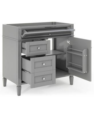 Bathroom Vanity without Top Sink, Soft Close Drawers, Adjustable Shelf and Door Organizer for Small
