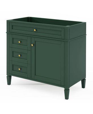 36 Inch Modern Bathroom Vanity without Top Sink, Soft Close Drawers, Adjustable Shelf and Door Organizer for Small Spaces.