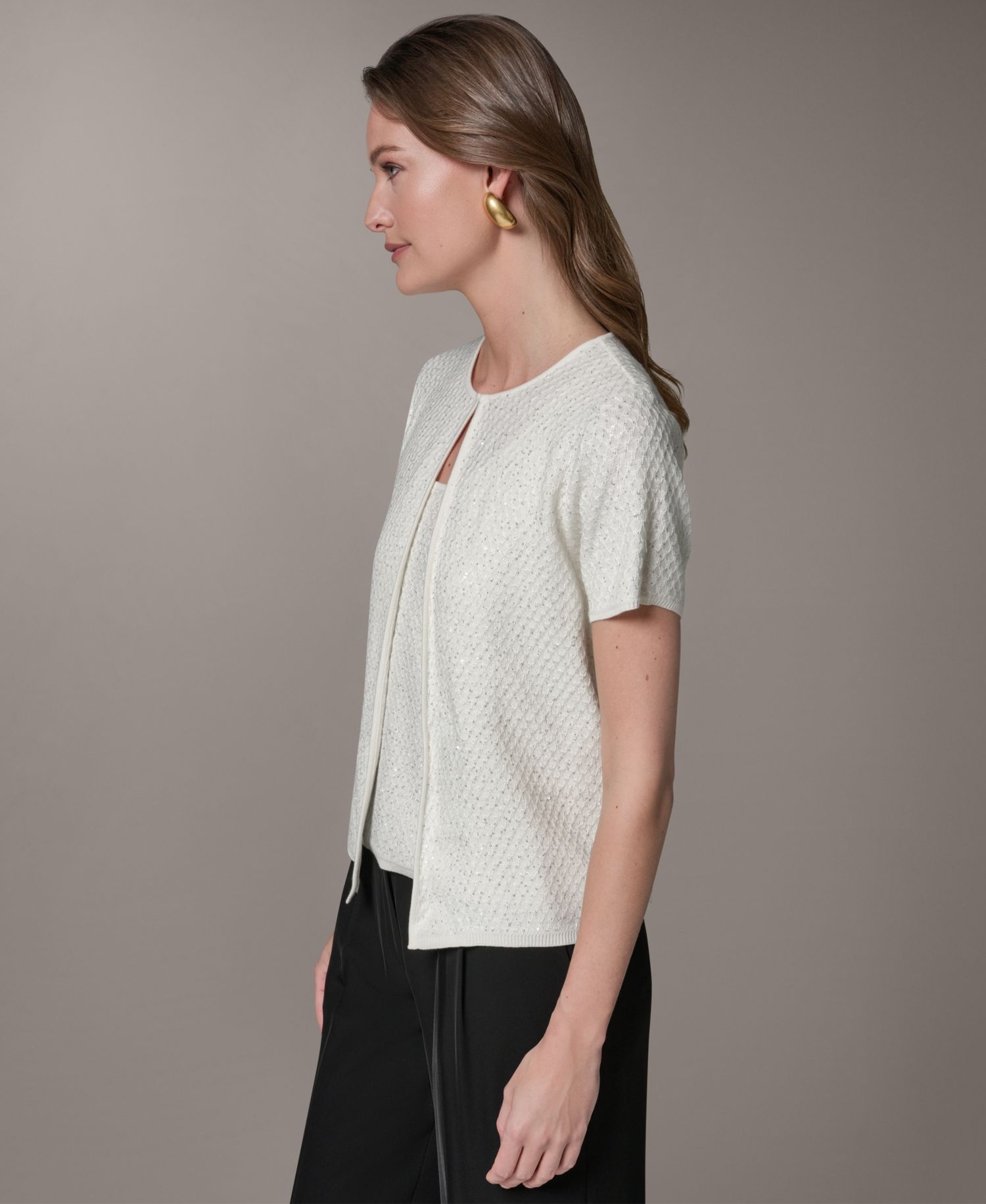Women's Short-Sleeve Sequin Cardigan