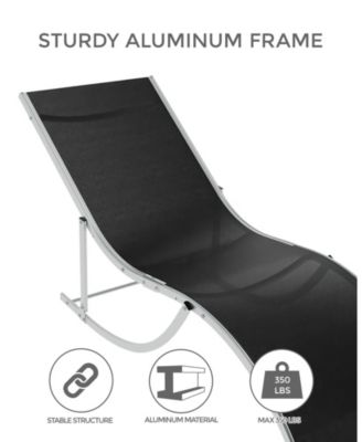 Set of 2 S-Shaped Patio Chaise Lounge Chairs - Aluminum Recliners - Quick-Dry Mesh - Sun Loungers for Pool, Beach, Garden