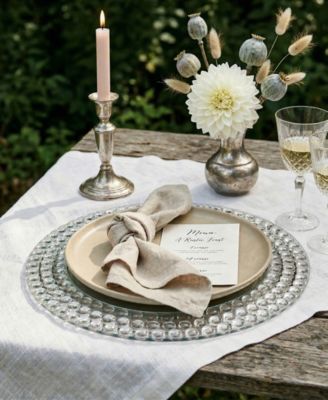 Triple-Bead Mirror Glass Charger Plates, Set of 4