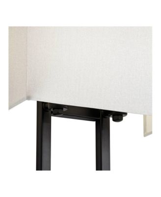 Modena Modern Wall Light Sconces Set of 2 Hardwire 9 1/2" Fixture Silvery Faux Silk Shade for Bedroom Reading Living Room