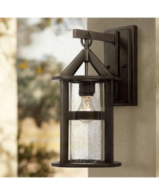 Argentine Rustic Farmhouse Outdoor Wall Light Fixtures Set of 2 Bronze 17" Clear Seedy Glass for Post Exterior Barn Deck