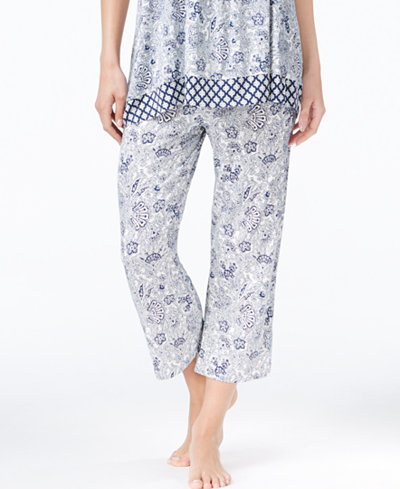 Ellen Tracy Printed Cropped Pajama Pants