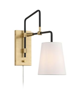 Possini Euro Azune 17"H Antique Brass Swing Arm Plug-In Wall Lamp