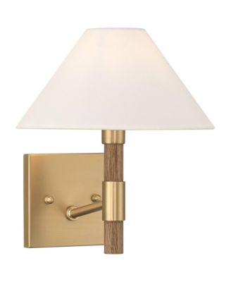 Possini Euro Conrad 11"H Brushed Champagne and Faux Wood Wall Sconce