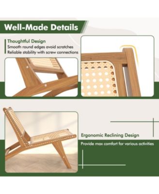 Teak Wood Dining Chair with Handwoven Rattan Seat and Backrest