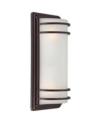 Habitat Modern Industrial Outdoor Wall Light Fixtures Set of 2 Rubbed Bronze 16" Opal Glass for Post Exterior Barn Deck