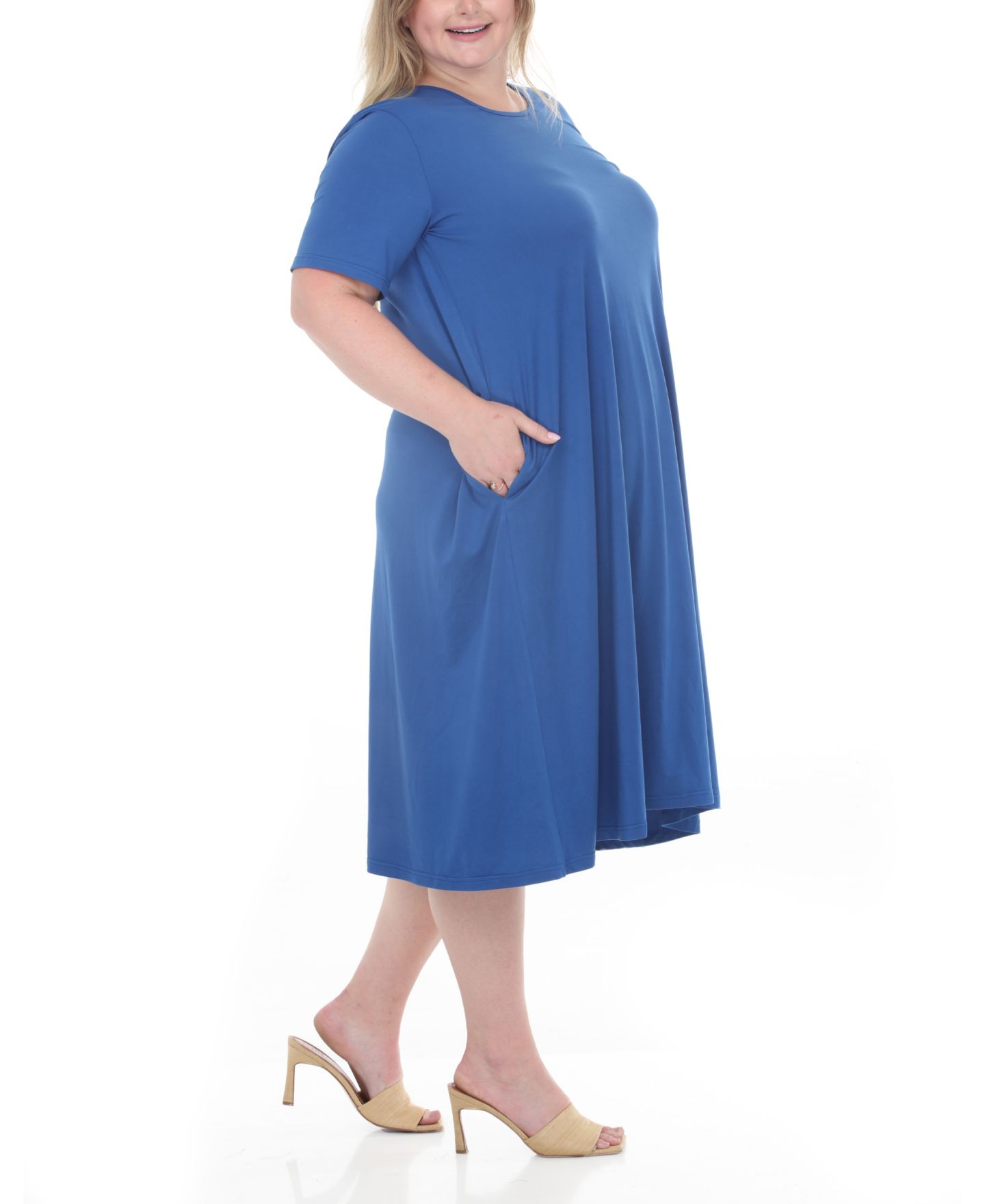 Женское платье White Mark Plus Size Tee Swing Midi, цвет: Синий — фото 2