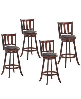 29.5'' Swivel Bar Stool Leather Padded Dining Kitchen Pub Bistro Chair Low Back