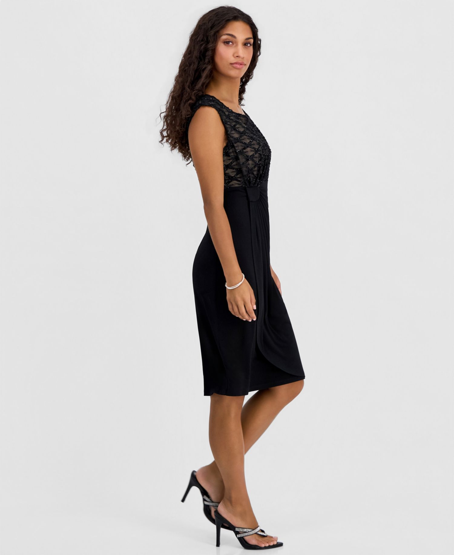 Petite Embellished Empire-Waist Dress