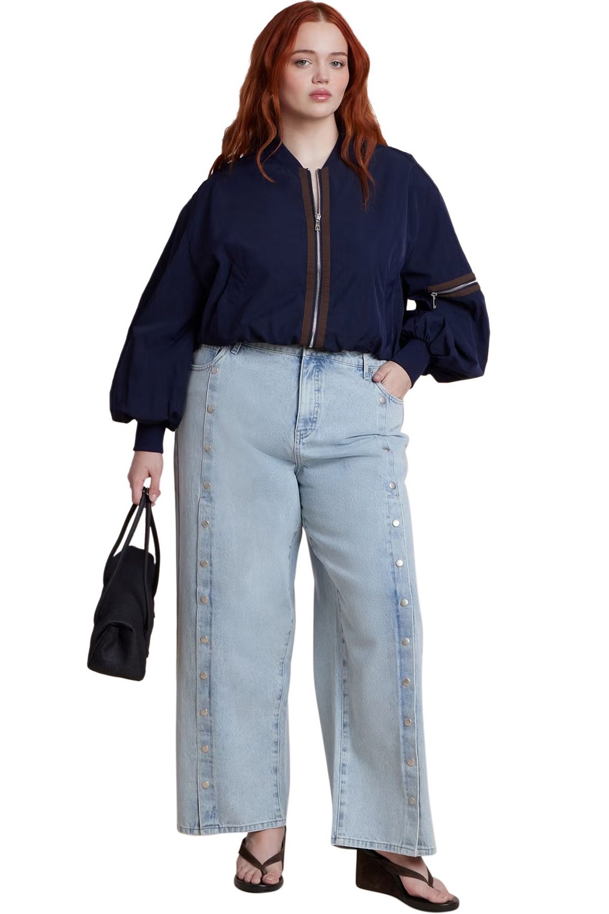 ELOQUII Women's Snap Front Midrise Jean view 1 — MAYCSS fashion products