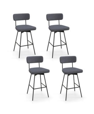 Upholstered Swivel Bar Stool Set of 4 with Padded Seat and Backrest Metal Frame