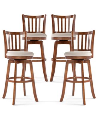 30.5'' Swivel Barstools Set of 4 with Backrest and Upholstered Seat Footrest for Pub