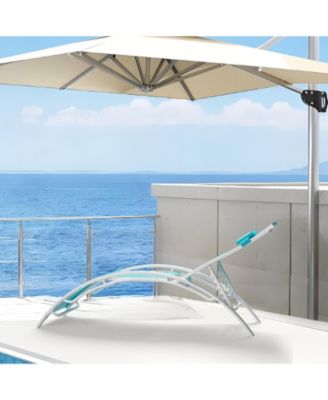 Set of 2 Aluminum Patio Chaise Lounge Chairs - Outdoor Adjustable Recliners - 4-Position Backrest, All-Weather Mesh, Heavy Duty, With Armrests