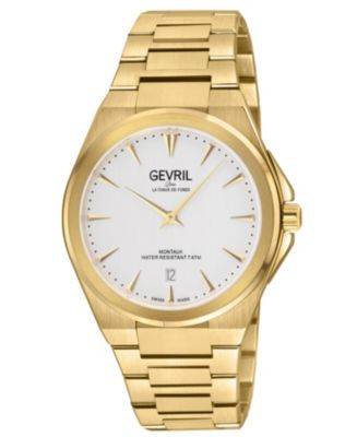 Gevril Men's Montauk Swiss Quartz IP Gold Bracelet Watch - Macy's