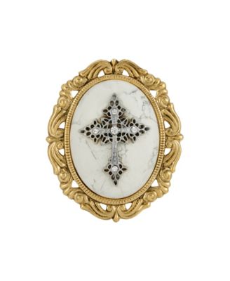 14k Gold Dipped Rose Quartz Oval Brooch